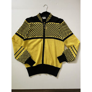 Vintage Black and Yellow Patterned Cardigan